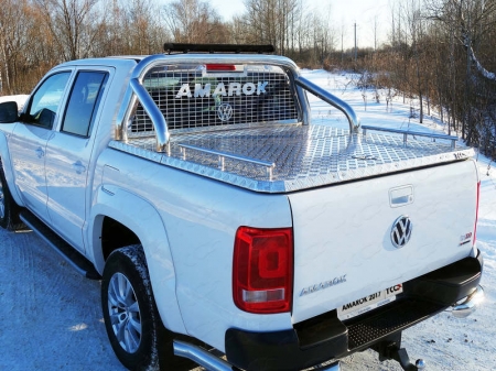 Volkswagen Amarok 2016- Защита кузова и заднего стекла со светодиодной фарой 76,1 мм (на крышку)